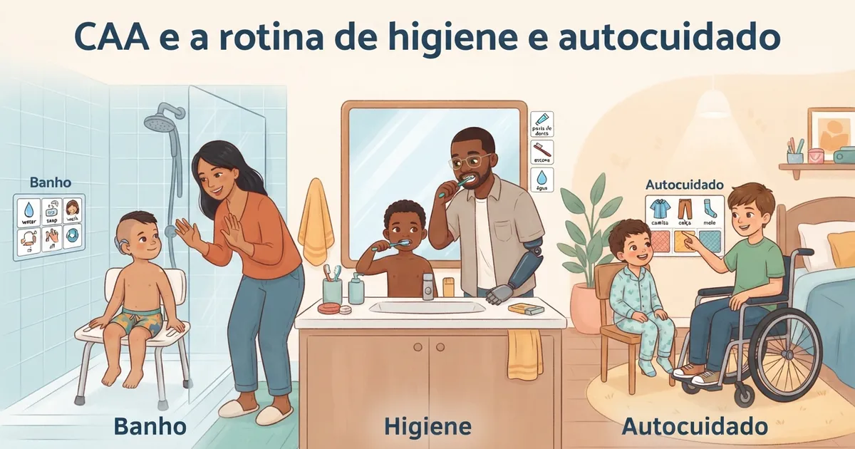 CAA no banho, na escovação e no autocuidado: comunicando passo a passo